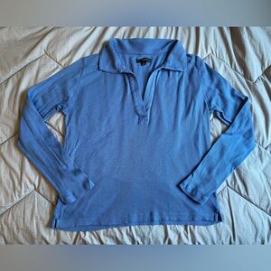 J Crew Women's Blue long sleeve polo